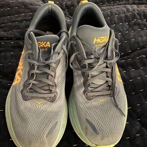 Hoka Bondi 8 Blue and Yellow Athletic Shoes
